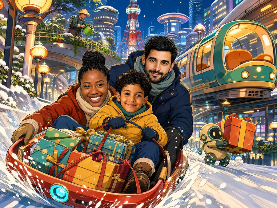 La course aux cadeaux — scène composée par le studio PuzzleOfYou